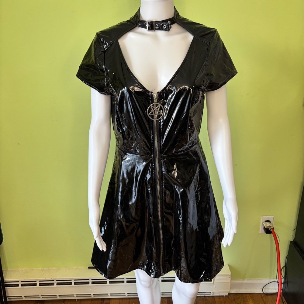 Killstar Black Vinyl Midi Dress